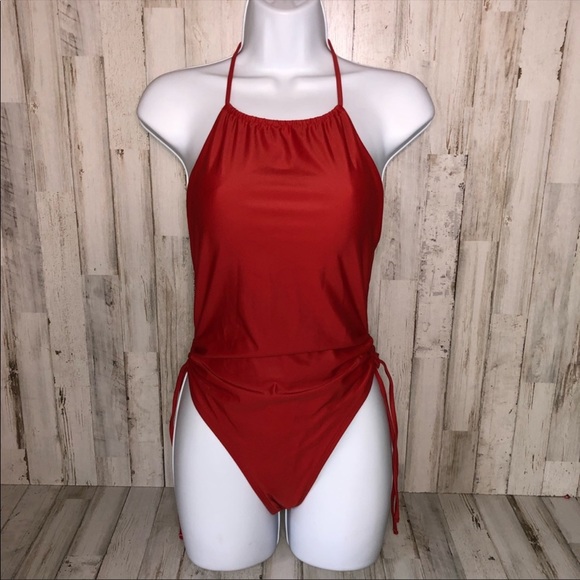 Aerie Deep Orange Backless One-Piece Swimsuit - Picture 2 of 6